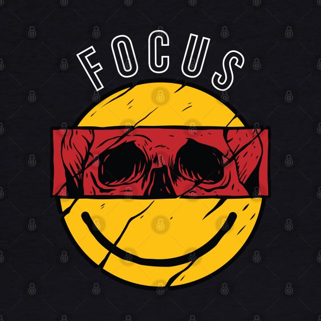 FOCUS smiley rad retro design with skull cut by A Comic Wizard